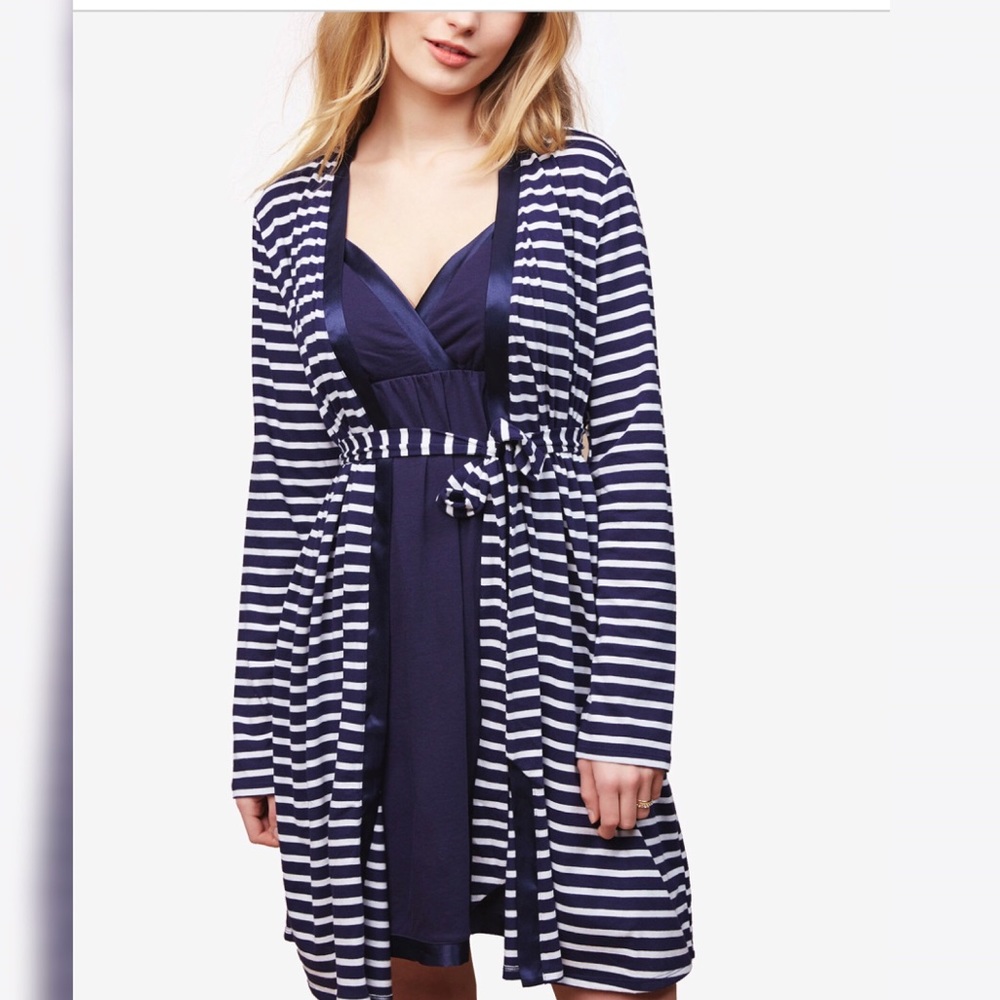 Nursing nightgown and robe size Large color navy